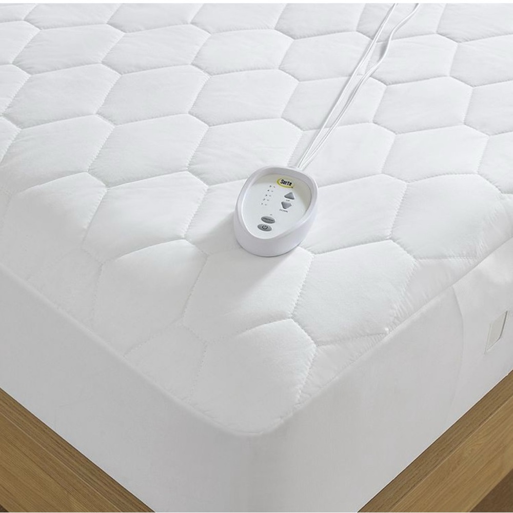 Serta Cotton-Rich Heated Mattress Pad - Twin, White - Picture 3 of 3